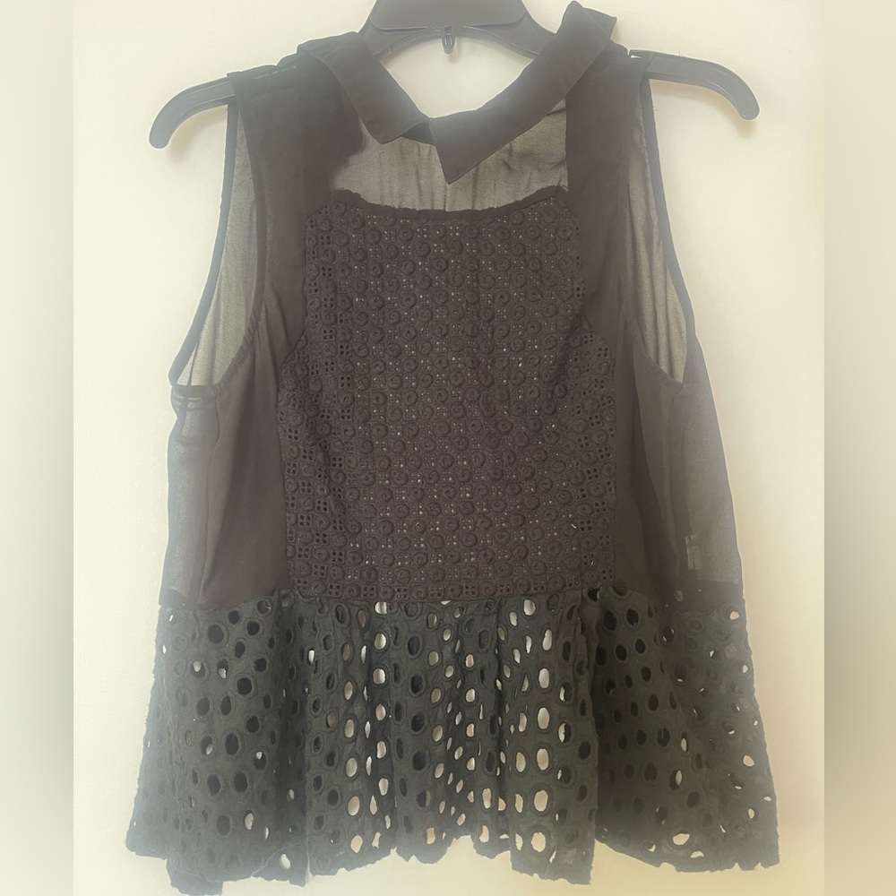 Sheer plum top with lace.